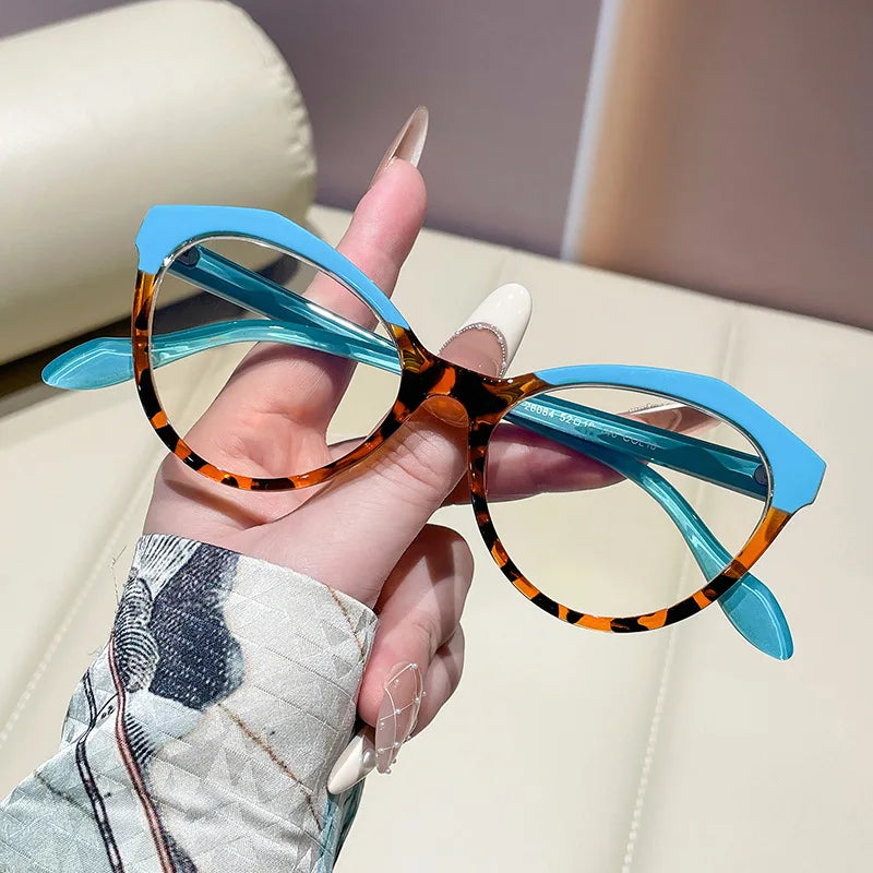 JNPCXI Retro Cat Eye Prescription Glasses Men Anti Blue Light Myopia/Hyperopia/Progressive Optical Eyeglass Frame Women Eyewear