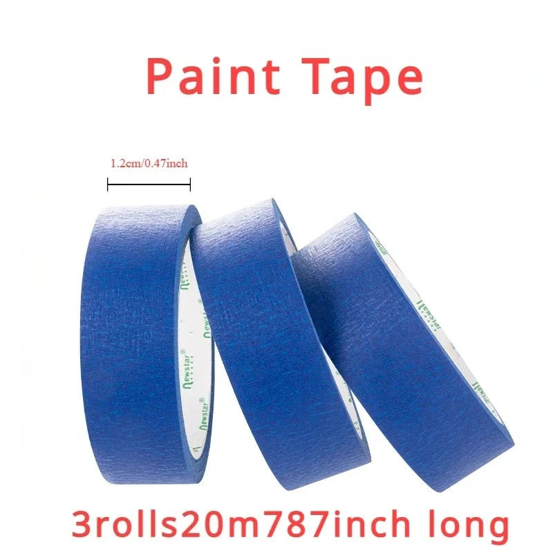 3Rolls 20m/Roll Paint Tape Multi-Surface Masking Easy Removal Paint Tape Security Wall Painting Crafts Art Construction Home