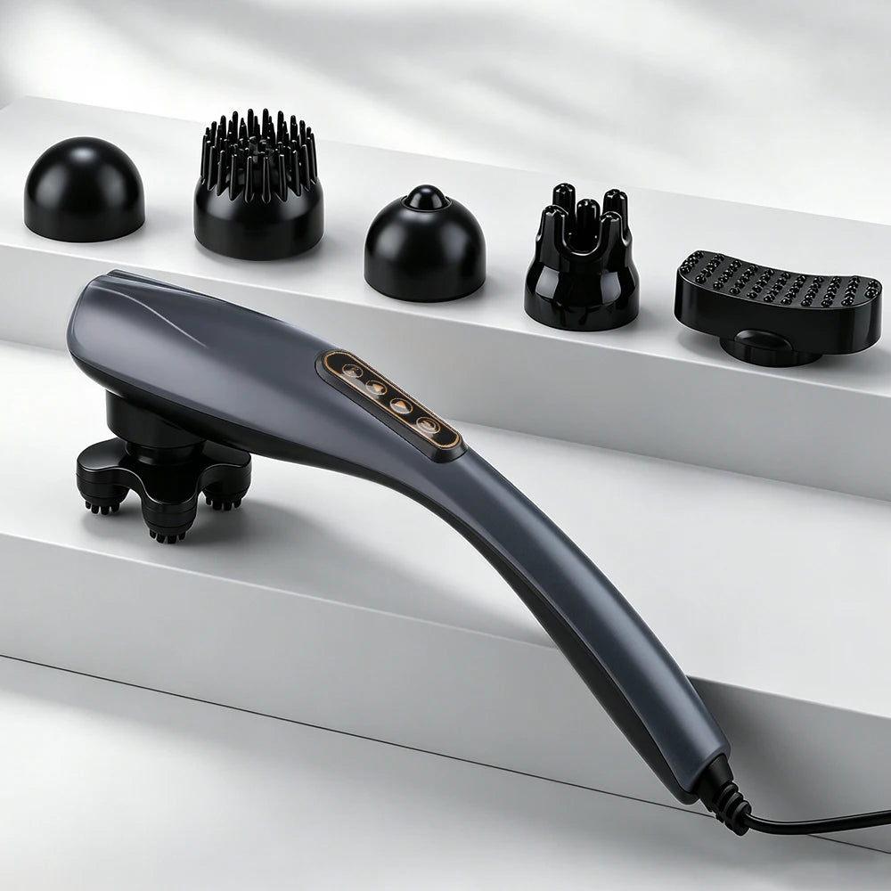 6 in 1 Electric Dolphin Massage Stick Cervical Massager Neck Shoulder Waist Home Massage Hammer Back Multifunctional Whole Body