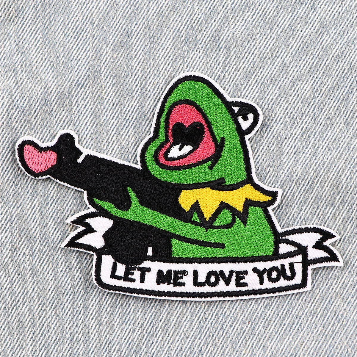 Cute Frog  Patch Iron-On Patches For Clothing Stickers Cartoon Animal Embroidered Patches On Clothes DIY Clothes Stripes