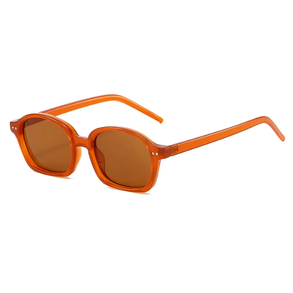 JNPCXI New Fashion Small Oval Jelly Color Women Sunglasses Shades UV400 Fashion Orange Gradient Men Punk Rivets Sun Glasses