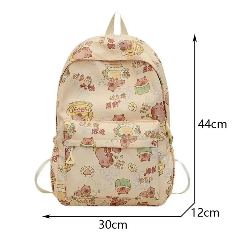 Kawaii Cartoon Capybara Backpack Funny Large Capacity Capybara School Bag Student Laptop Bag School Backpack for College Student