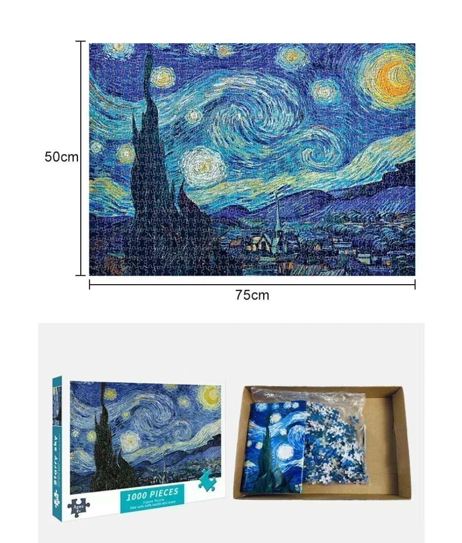 75*50CM Adult 1000 Pieces Paper Jigsaw Puzzle Lovely Cure High Difficulty Decompression Puzzle Birthday Gift  Educational Toy