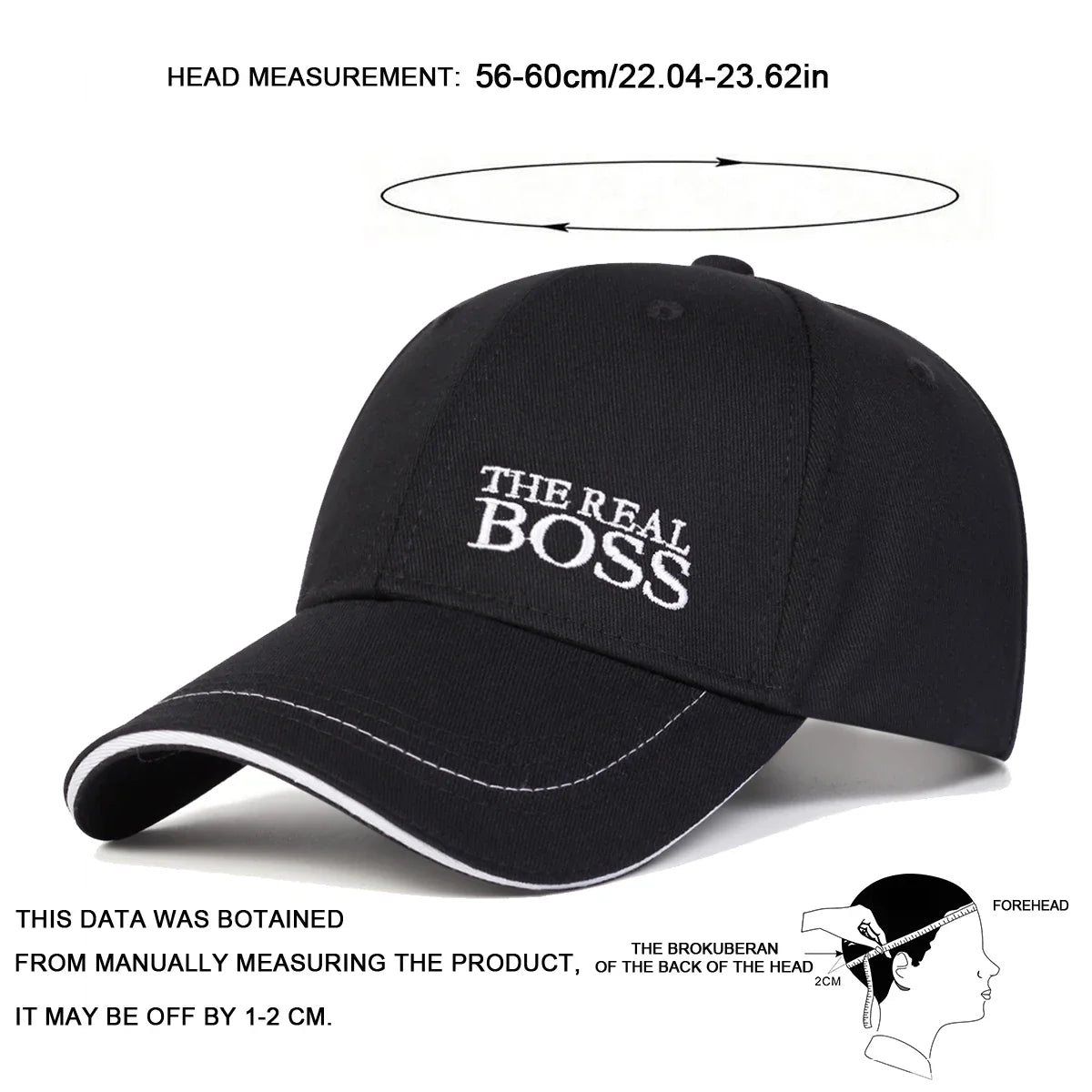 Unisex THE REAL BOSS Letter Embroidery Baseball Caps Season Outdoor Adjust Hats