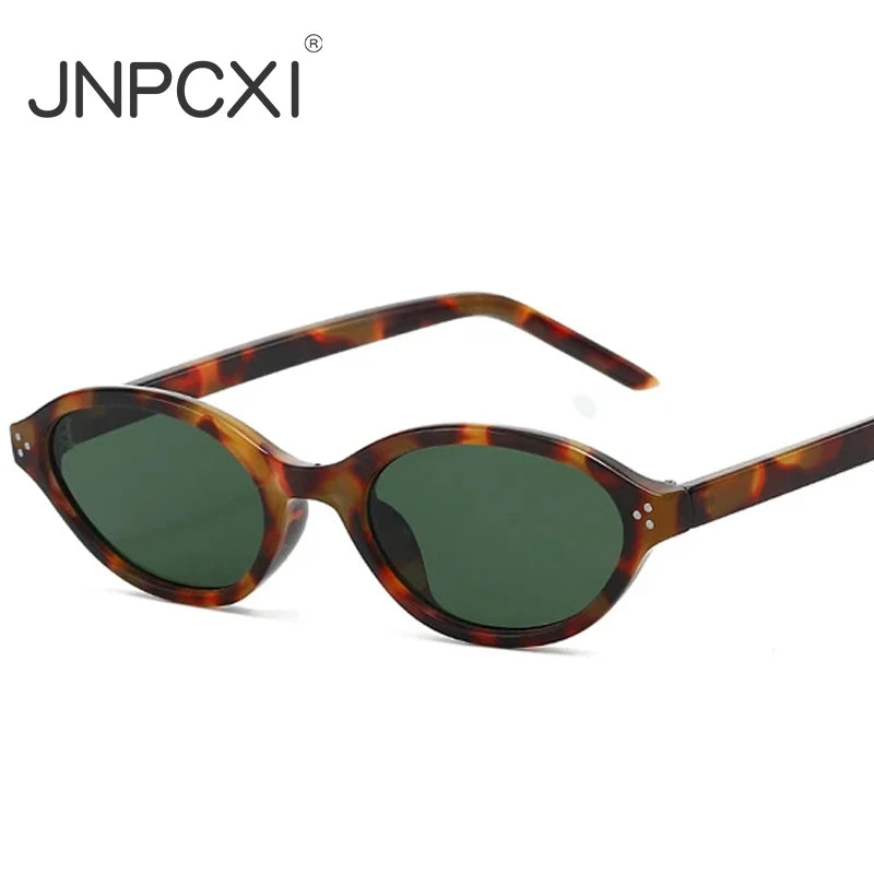 JNPCXI New Fashion Small Oval Sunglasses Women Ins Popular Retro Rivets Men Candy Color Punk Sun Glasses Clear Lens Frame UV400
