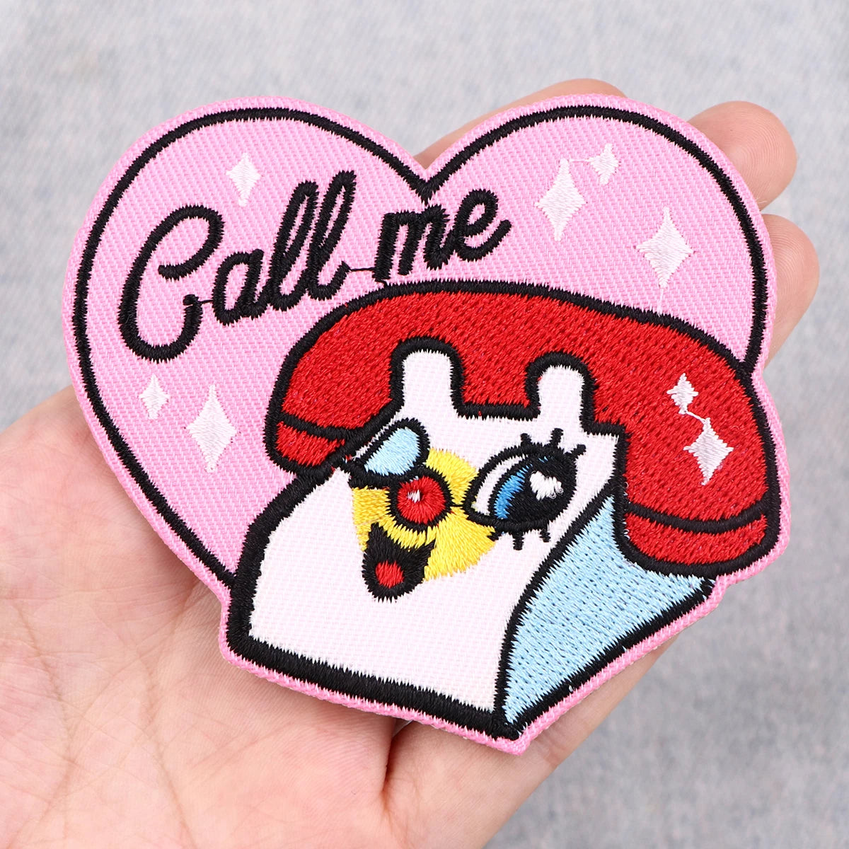 Call me Phone Iron On Patch Patches For Clothing Embroidered Patches On Clothes Decor Cartoon Patch Sew Applique Sticker