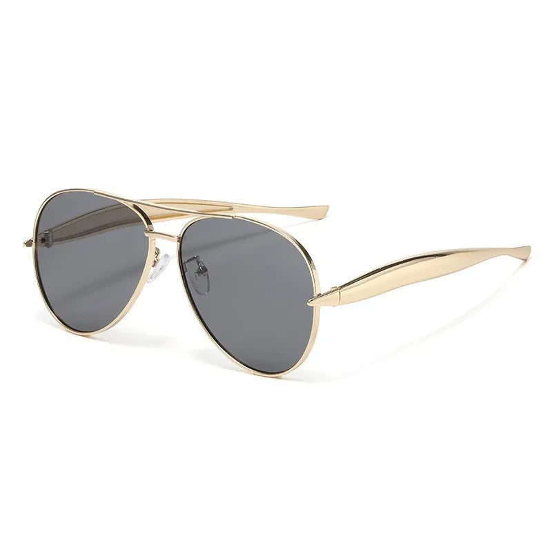 New Metal Toad Shaped Sunglasses Retro Plain Sunglasses High-end Women's Street Photography Trendy Sunglasses