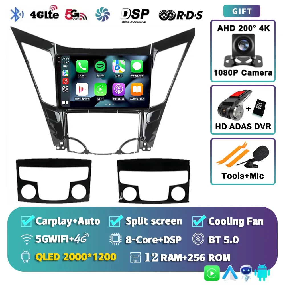 For Hyundai Sonata 6 YF 2009 - 2014 Android 15 2K QLED Car Radio Multimedia Video Player GPS stereo CarPlay Head Unit 4G WIFI