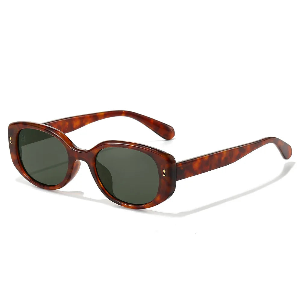 JNPCXI New Retro Small Oval Sunglasses Women Black Frame UV400 Protection Fashion Cat Eye Shades For Daily Travel