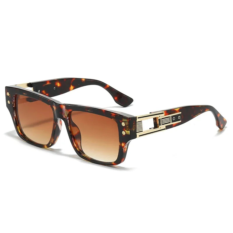 JNPCXI New Square Men Sunglasses Shades UV400 Retro Brand Designer Rivets Women Blue Gradient Hollow Sun Glasses