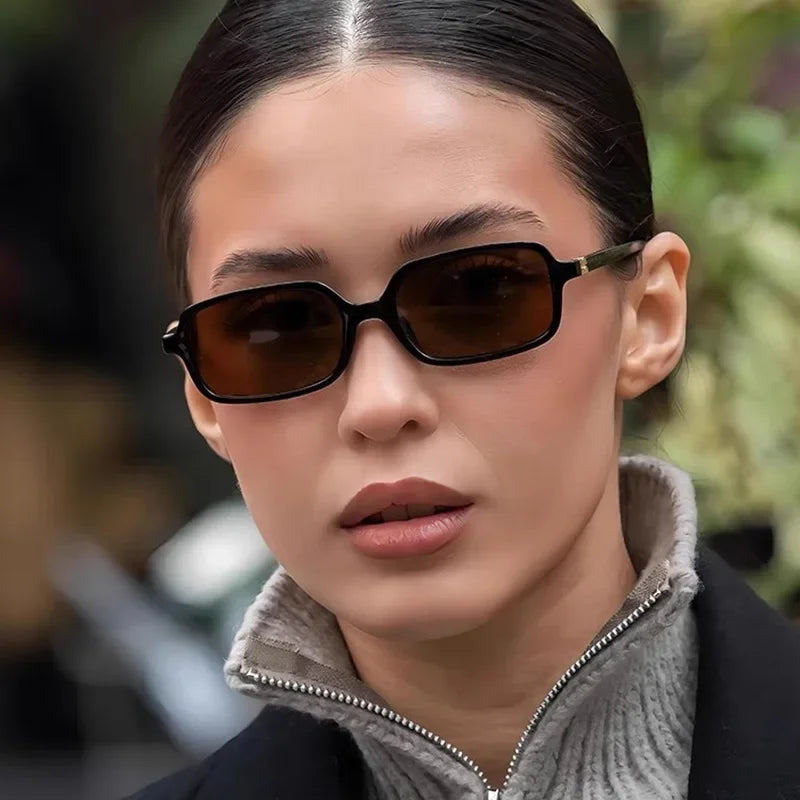 JNPCXI Fashion Women Small Rectangle Sunglasses Retro Leopard Shades UV400 Anti-Blue Light Glasses Frames