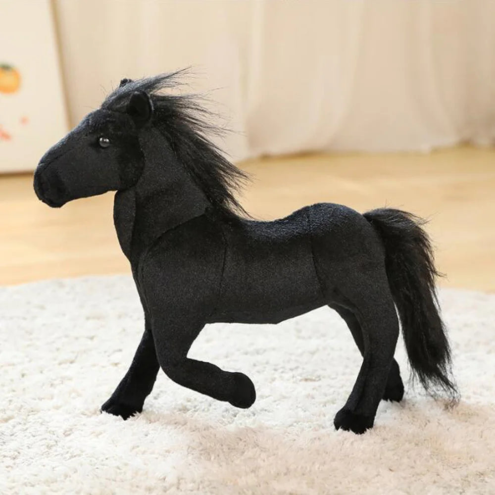 Cartoon Simulation White Black Horse Stuffed Children Plush Toy pony doll Christmas birthday gift