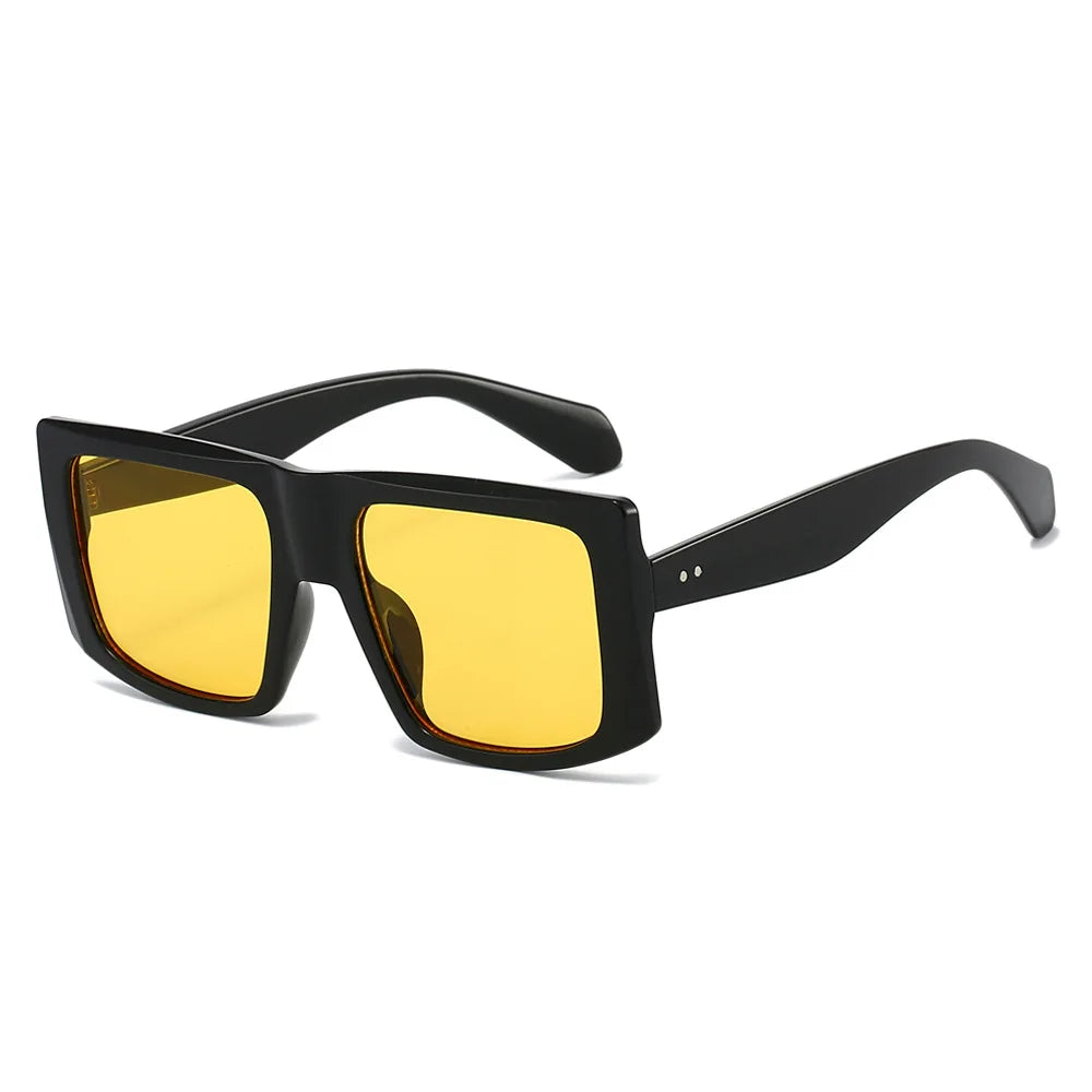 JNPCXI New Fashion Oversized Square Women Sunglasses Shades UV400 Retro Green Gradient Men Punk Sun Glasses