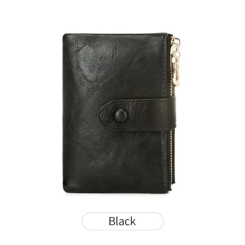 Women's Wallet Short Three Layer Large Capacity Double Zipper Card Holder ID Card Credit Bank Card Holder Money Purses for Women