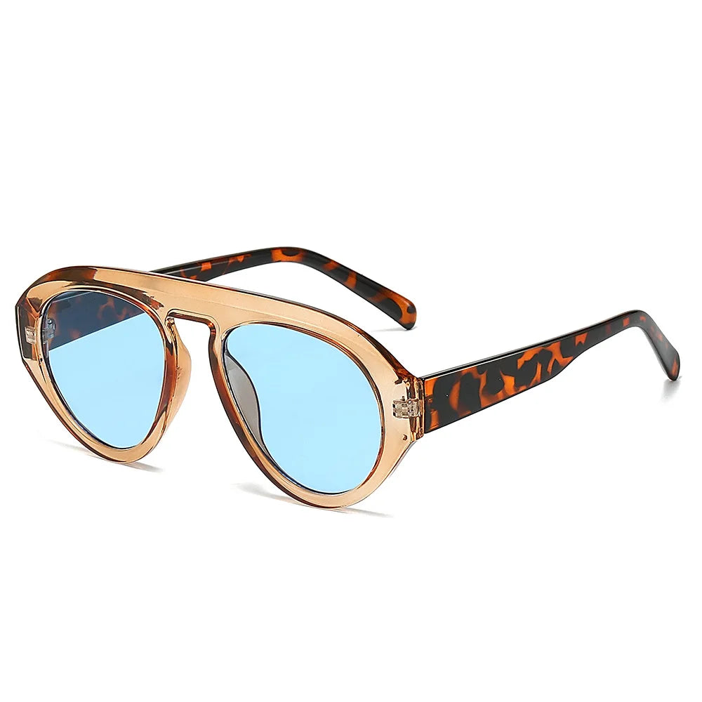 JNPCXI Retro Pilot Candy Colors Sunglasses Women UV400 Retro Trending Punk Outdoor Men Leopard Champagne Sun Glasses