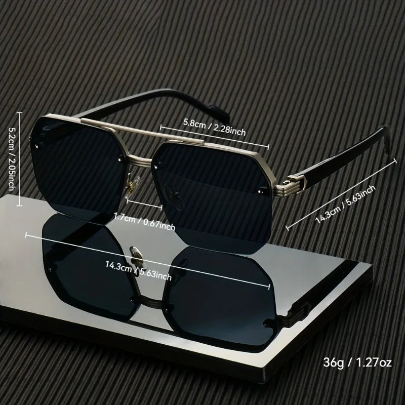2 Piece Set of Classic Retro Style Neutral Frameless Fashionable Glasses with A Stylish Metal Frame Suitable for Daily Wear