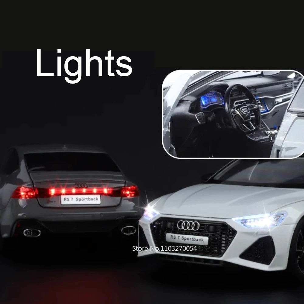 Large 1:18 RS7 A6L Alloy Diecast Model Car Toys 6 Doors Opened with Sound Light Front Wheel Steering Vehices for Boy Adult Gifts