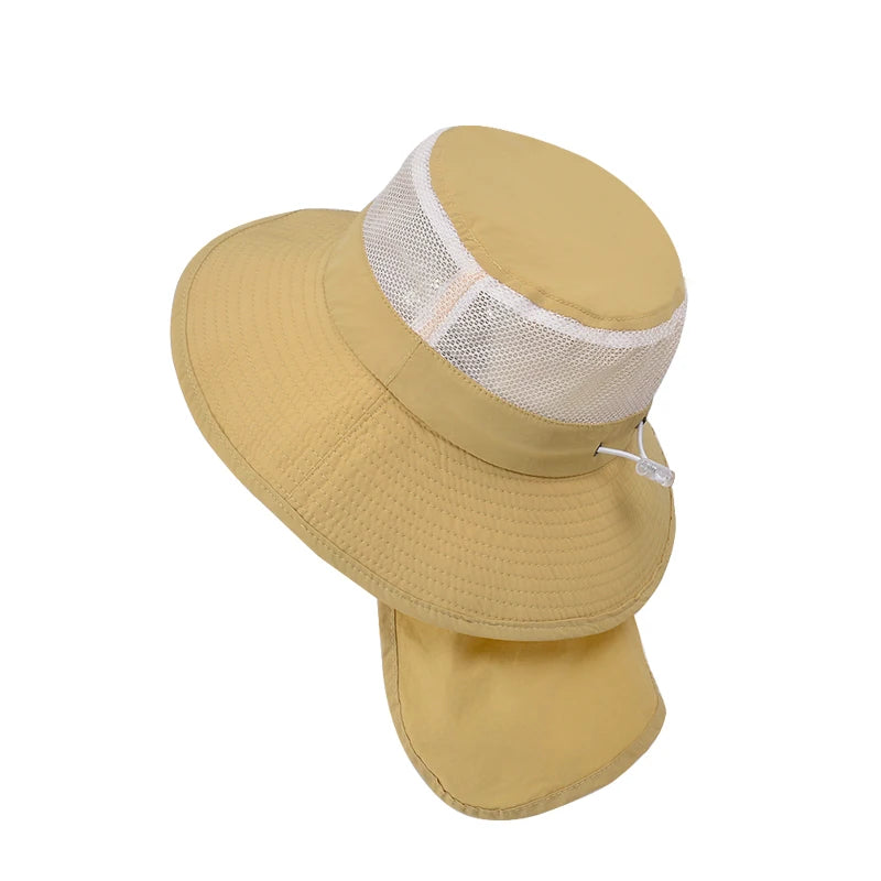 Xinbaoguan 100% Polyester 1147 Summer Boys and Girls Sunshade Hat Large brim Sunshade Shawl Breathable Fishing Hat