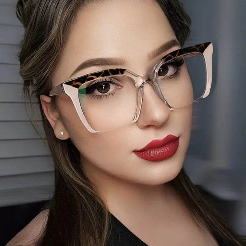 JNPCXI New Retro Semi-rimless Square Women Anti-Blu-Ray Glasses Frame Fashion Men Optical Frame Computer Glasses