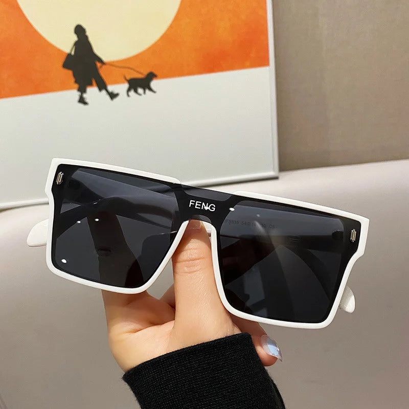 Fashion Retro Disco Jumping Square Stylish Black Frame Sunglasses Decoration Trendy Men's Street Shot Shape Sunglasses