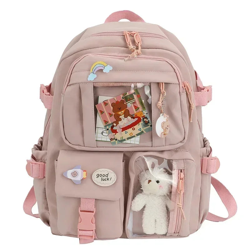 Kawaii Aesthetic Women Backpack School Bag for Teen Girls Japanese Korean Rucksack Student Bookbags Cute School Backpack Mochila