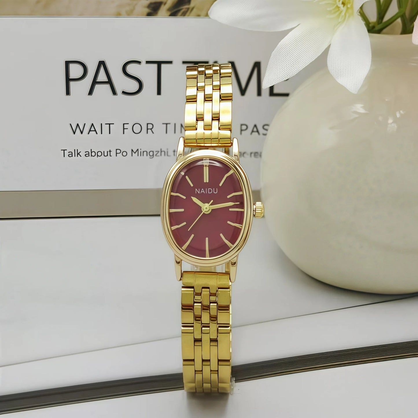Vintage Style Fashion Oval Dial Quartz Watch Steel Strap Pointer Digital Wristwatch Women Clock Relogio Feminino Dropshipping