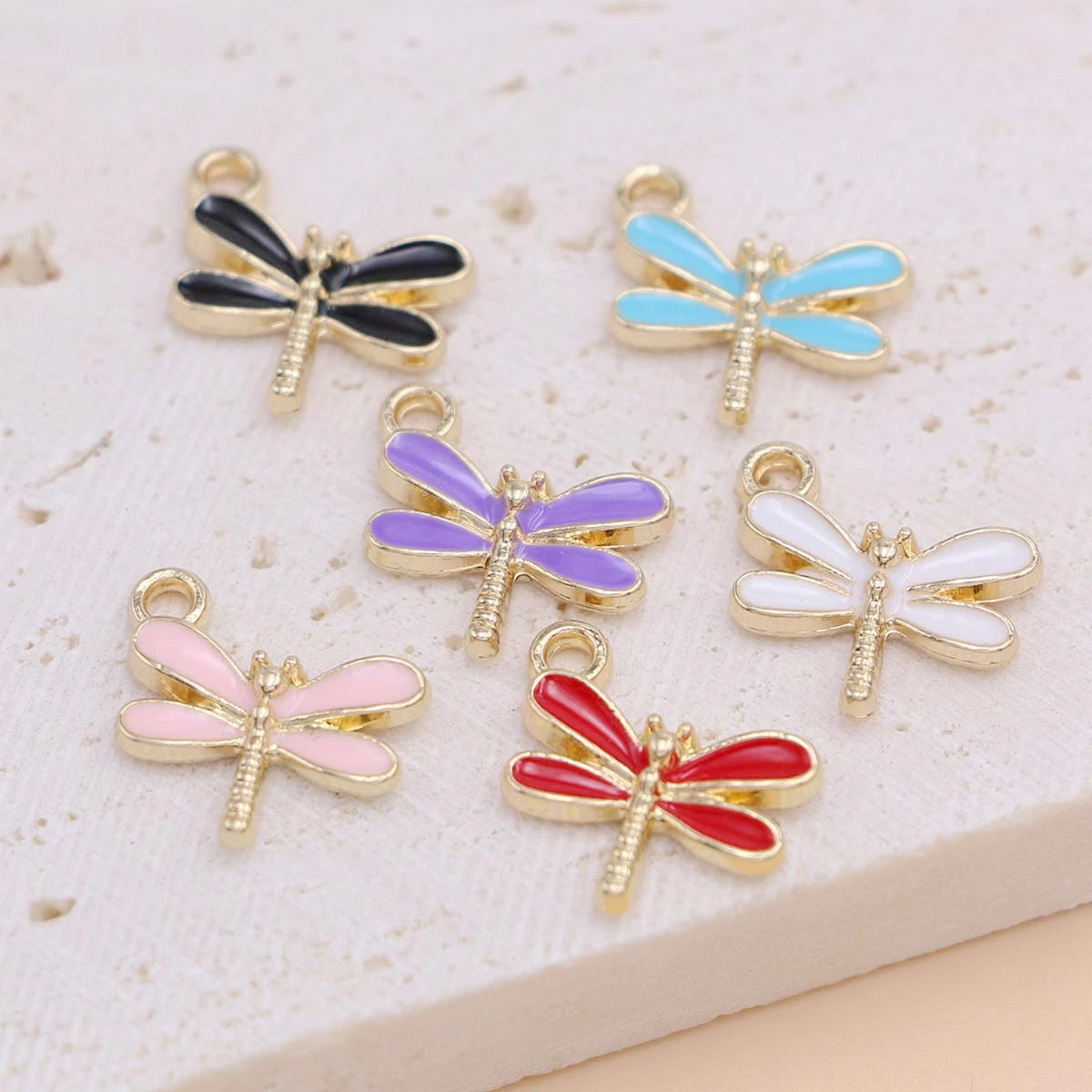 10Pcs Gold Plated Enamel Dragonfly Charms Pendant for Jewelry Making Earrings Bracelet Necklace Accessories DIY Craft Findings