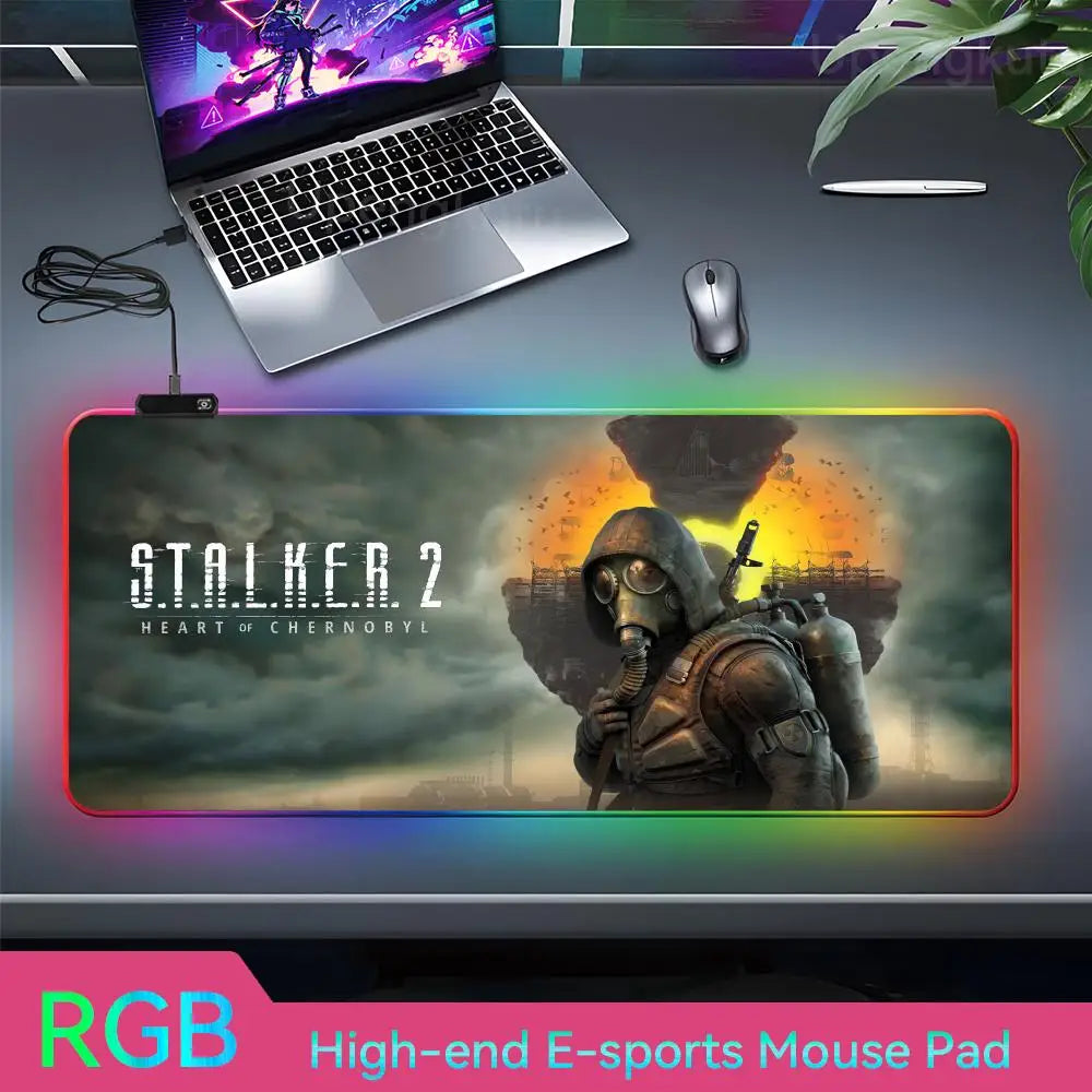 Stalker2 PC Mouse RGB 3mm Rubber Mouse Pad LED Lamp Desk Anime Keyboard Mat 7