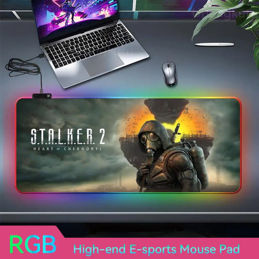 Stalker2 PC Mouse RGB 3mm Rubber Mouse Pad LED Lamp Desk Anime Keyboard Mat 5