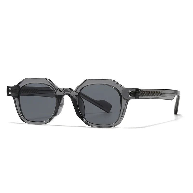JNPCXI New Fashion Square Women Sunglasses Shades UV400 Fashion Green Gradient Men Punk Rivets Sun Glasses