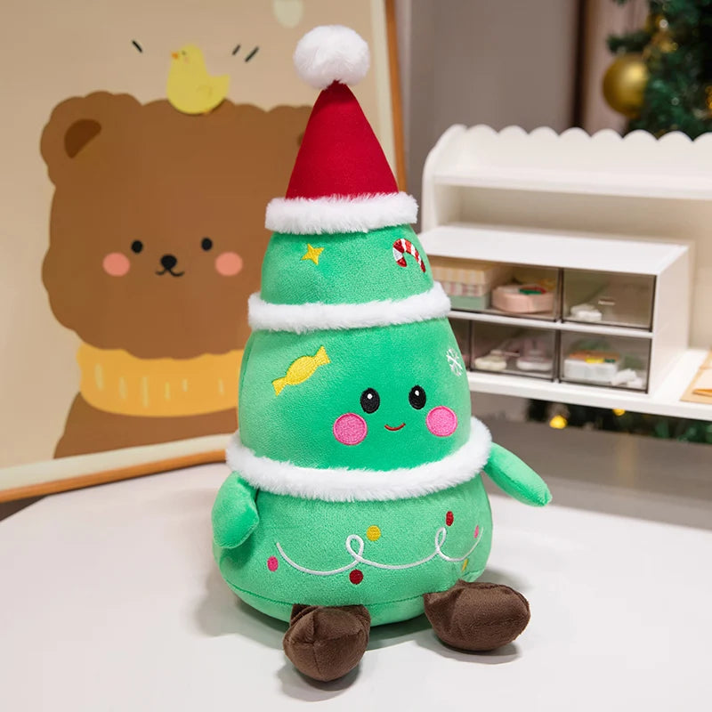 Kawaii High Quality Christmas Plush Toy Doll Pillow Christmas Tree Gingerbread Man Santa Claus Wreath Party Decoration Girl Gift