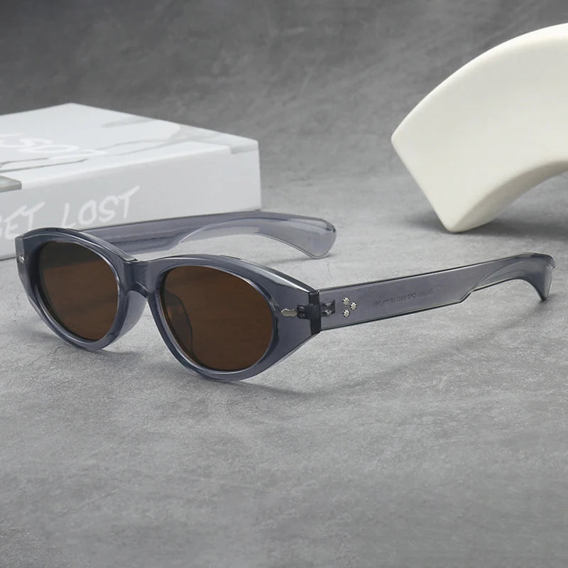 JNPCXI Vintage Cat Eye Sunglasses Women Fashion Leopard Blue Gradient Shades UV400 Men Trending Rivets Punk Sun Glasses