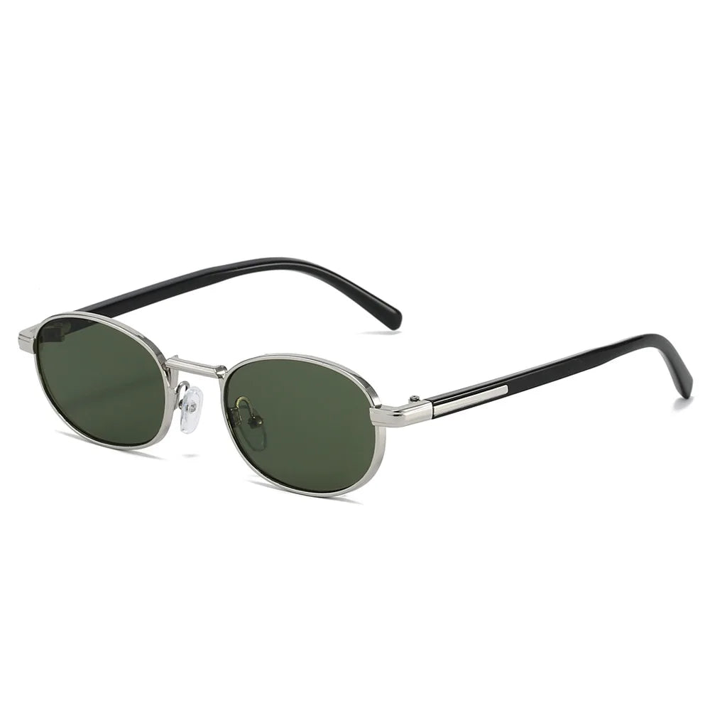 JNPCXI Retro Small Oval Metal Sunglasses Women Shades UV400 Fashion Silver Gradient Men Punk Sun Glasses