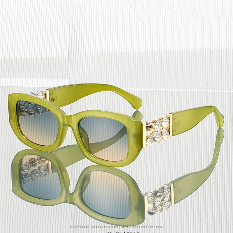 JNPCXI Retro Design Women's Sunglasses Ins Style Beads Fashion Sunglasses Simple Light Luxury Couple Sunglasses UV400