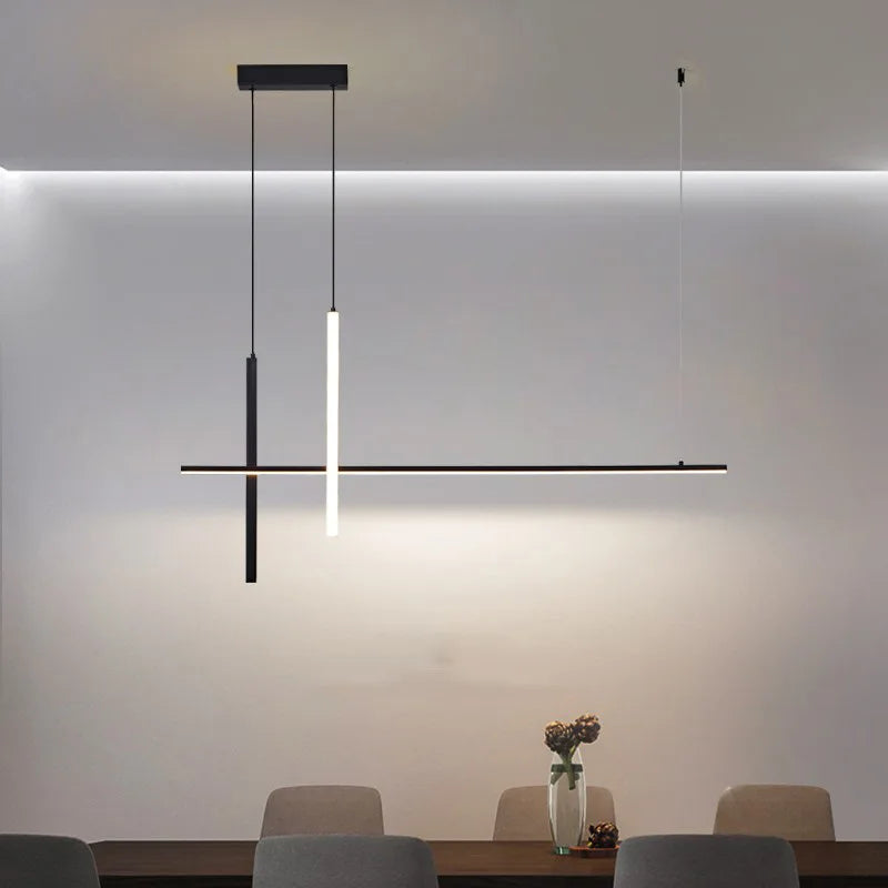 Modern Minimalist Led Chandelier Dimmable Room Kitchen Bar White Pendant Light