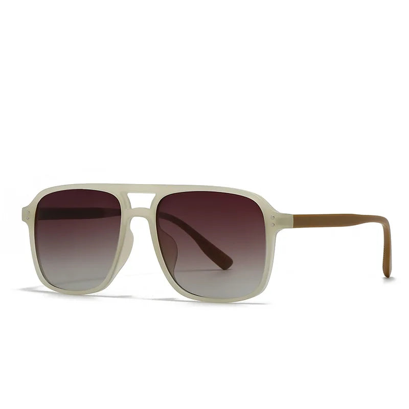JNPCXI Retro Double Bridges Square Men Rivets Sunglasses Fashion Women Black Yellow Shades UV400 Sun Glasses