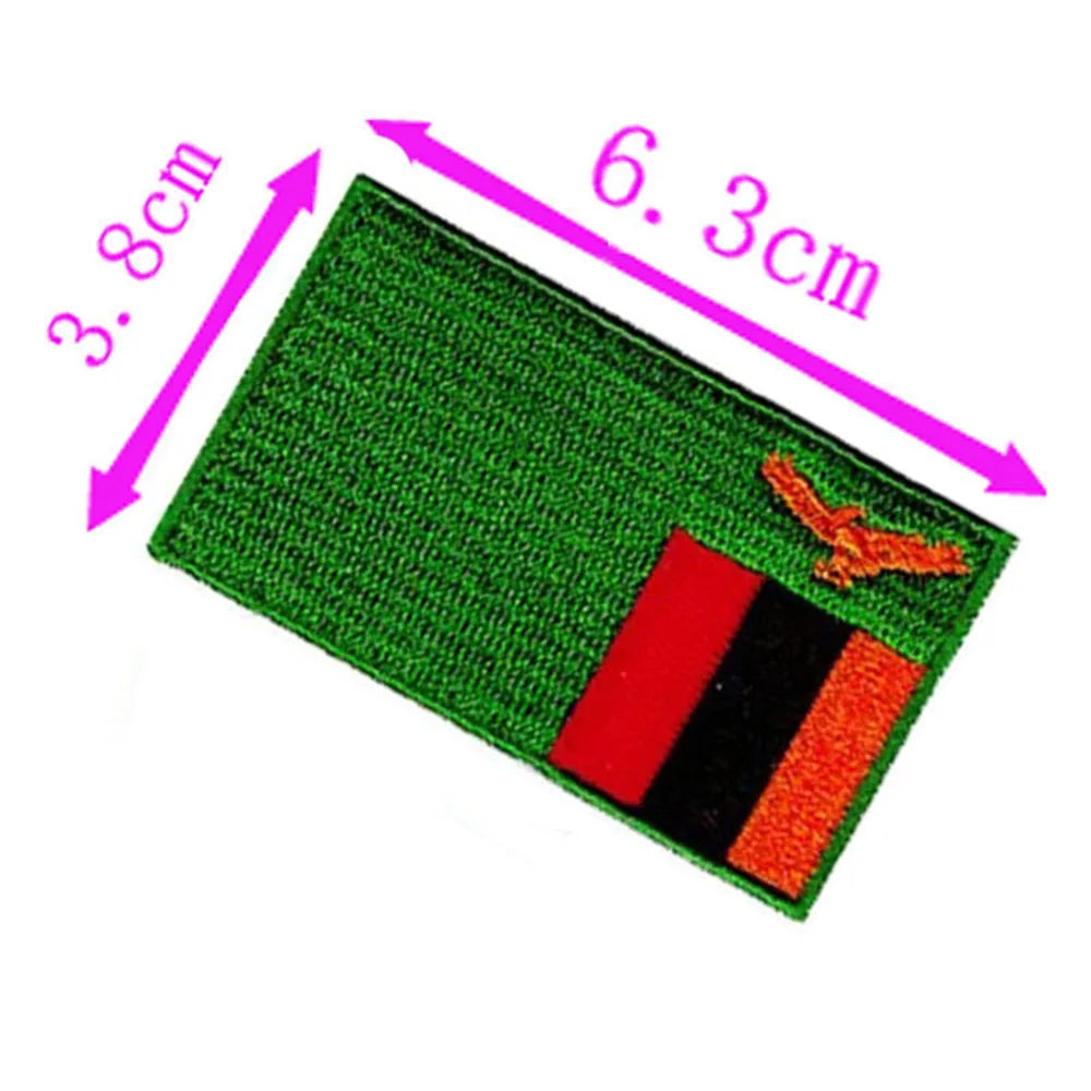 1pc Zambia Country Flag Embroidery Patch 6.3cm Wide Iron On Sew On Backing/Hand Craft/Applique/Hot Cut