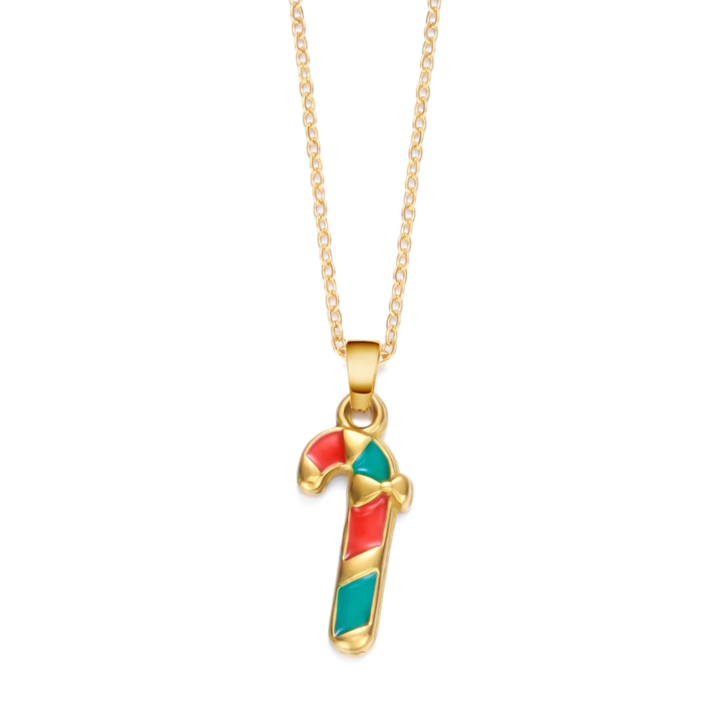 Stainless Steel Colorful Drip Oil Christmas Tree Snowman Pendant Necklace For Women Y2k Fashion Neck Chain Jewelry New Year Gift
