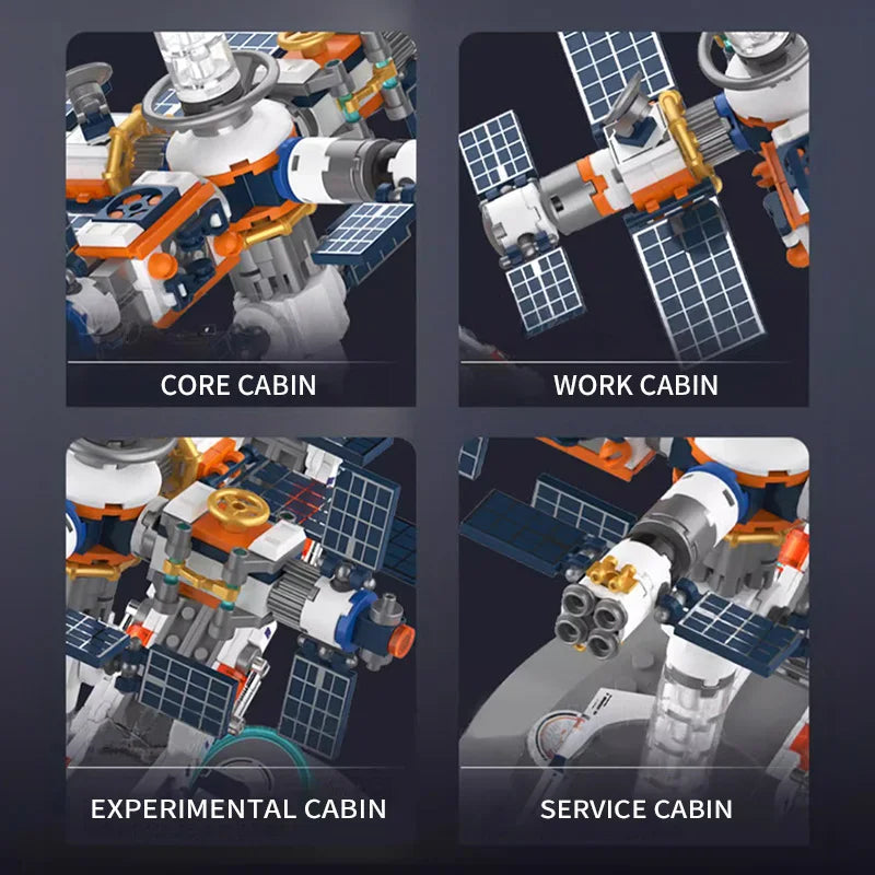 Space Station Transparent Globe Building Blocks High Tech Construction Bricks