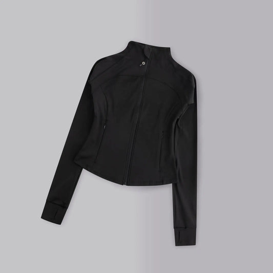 Women's Sports Yoga Jacket, High-Elasticity Zip-Up Long-Sleeve Crop Top, Suitable for Fitness and Workouts 。