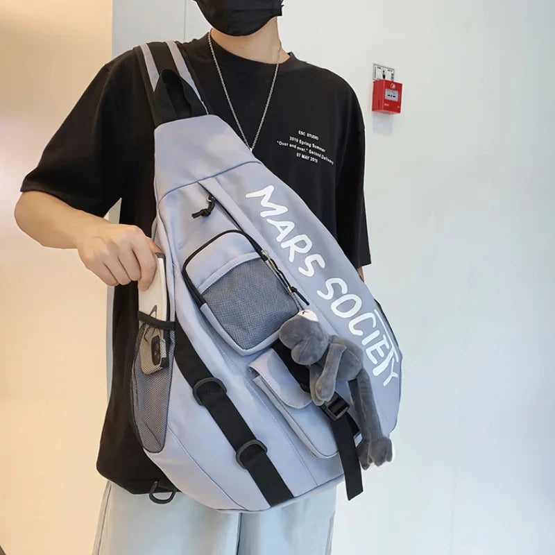 Men's Korean Trend Messenger Shoulder Bag Sports Travel Large Capacity Backpack Female Students Crossbody Chest Casual Bag bolso
