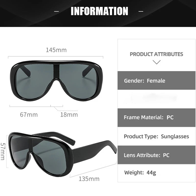 JNPCXI New Fashion Oversized One Piece Square Women Sunglasses Gray Stripe Shades Men Trending Outdoor Sun Glasses UV400