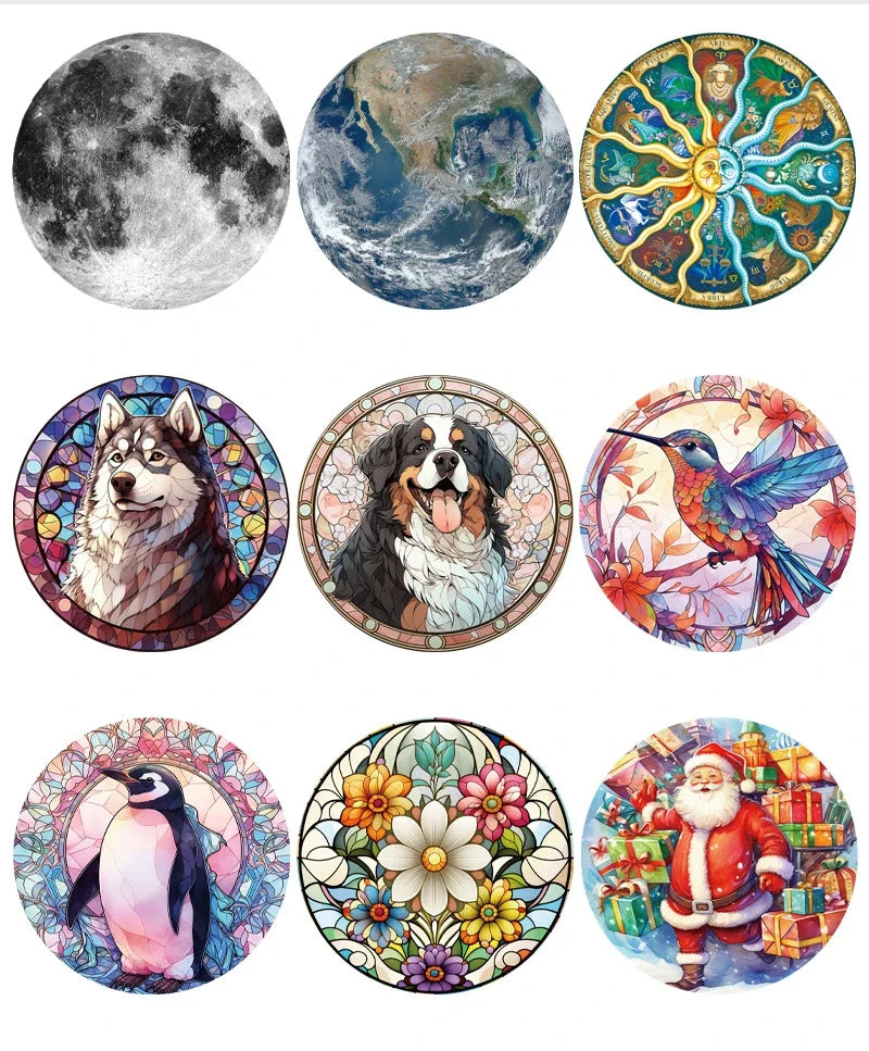 20*20cm 168 Pieces of Thickened Blue Cardboard New Mini Round Puzzle Ornament Adult Children's Toy Educational Toys