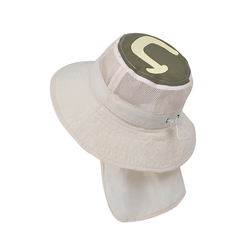 Xinbaoguan 100% Polyester 1147 Summer Boys and Girls Sunshade Hat Large brim Sunshade Shawl Breathable Fishing Hat