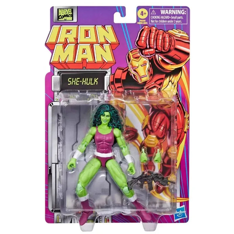 Original Hasbro Marvel Legends Series Retro Card Iron Man SHE Hulk Action Toy Figure