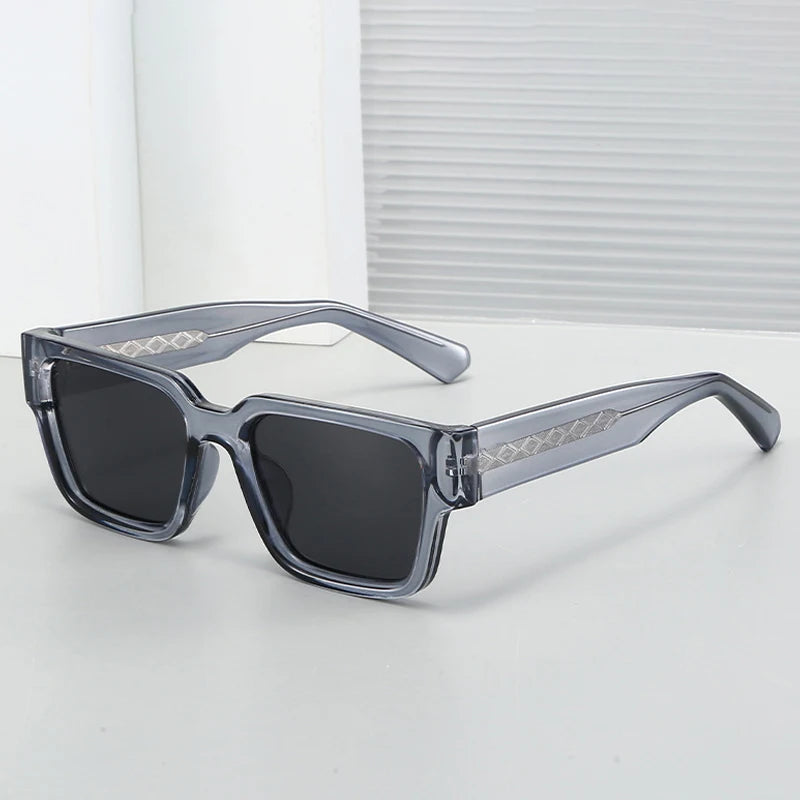 JNPCXI New Polarized Square Men Sunglasses Retro Rivets TR90 Women Gray Shades UV400 Sun Glasses