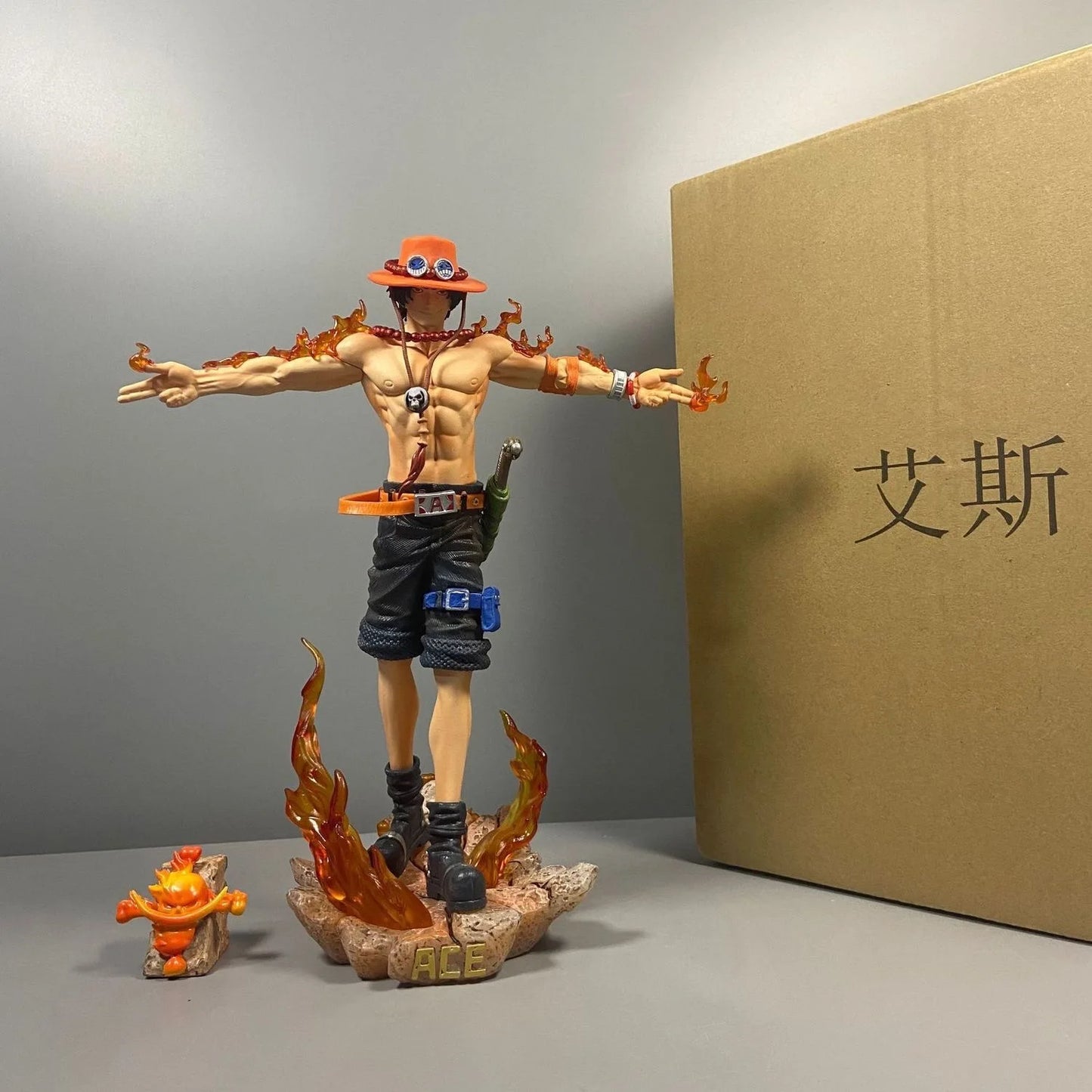 27cm Lx One Piece Ace Spread Arms Cross Anime Figure Model Gk Statue  Collection