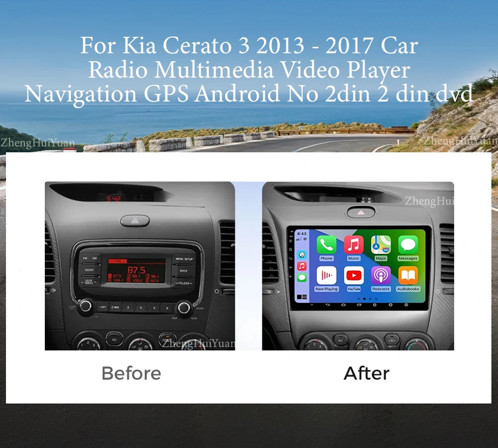 Android 15 Radio Carplay For Kia Cerato 3 K3 Forte 2013 2014 2015 2016 2017 2018 Auto Stereo Multimedia Player GPS Navigation