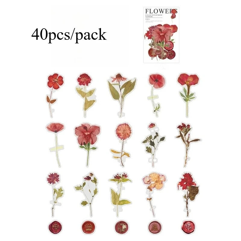 40pcs Elegant Vintage Floral Sticker Pack: Boost Your DIY Projects, Scrapbooks & Journals with Easy-to-Apply, Retro Bloom Decals
