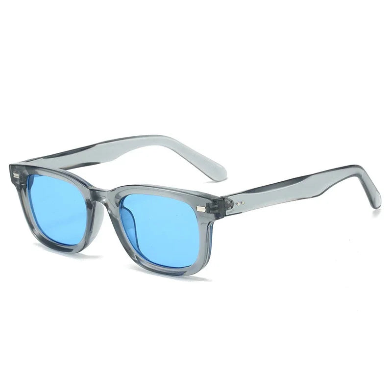 JNPCXI New Retro Square Women Rivets Sunglasses Fashion Blue Shades UV400